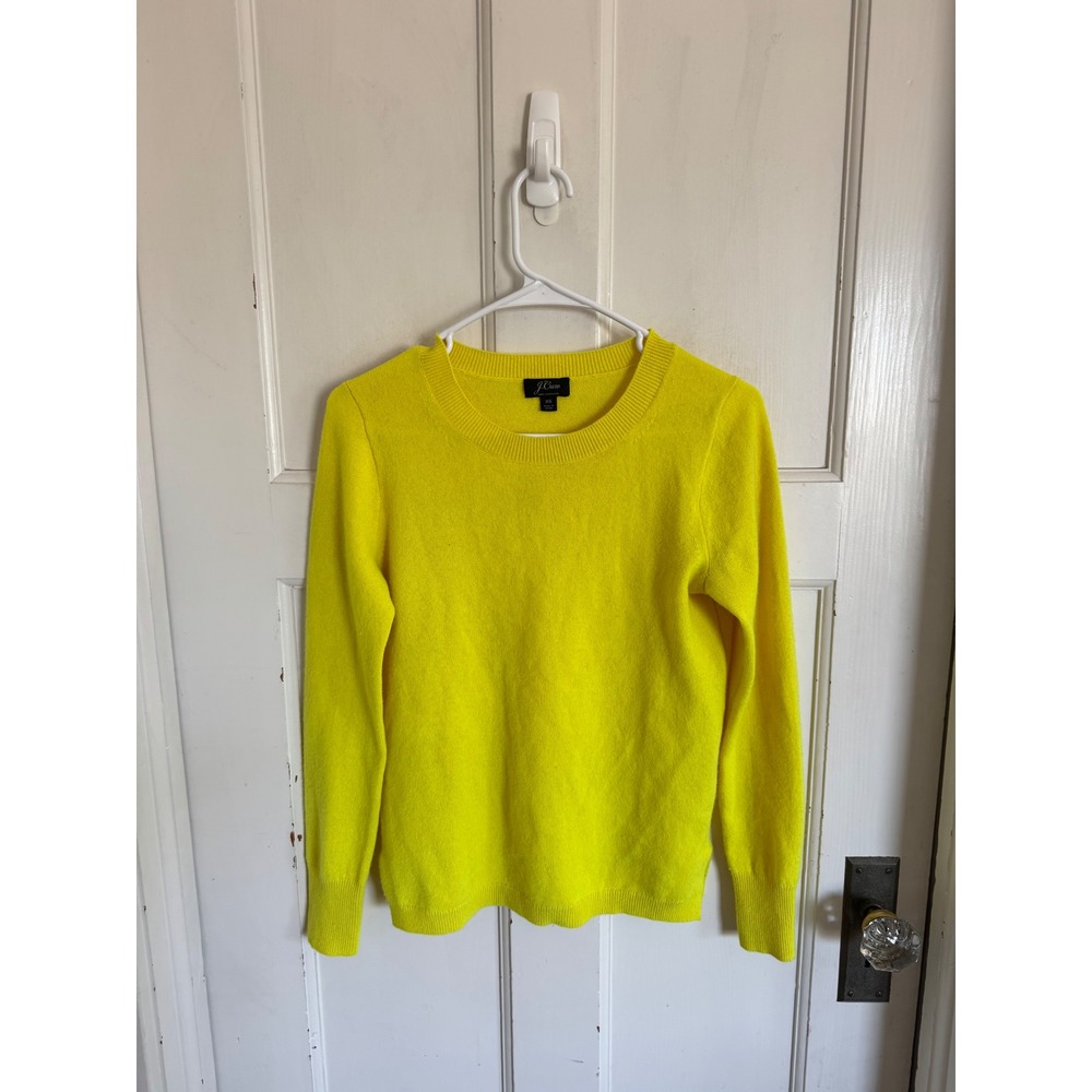 J.Crew‎ bright yellow cashmere crewneck sweater size xs